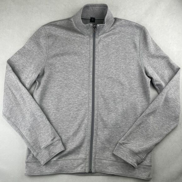 BOSS Hugo Boss Jacket Men M Gray Full Zip Mock Neck Athleisure Casual Preppy New - Picture 1 of 9
